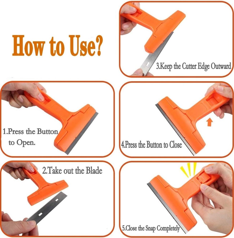 2pack Razor Blade Scraper, Industry Glass Window Scraper, Heavy Duty Cleaning...