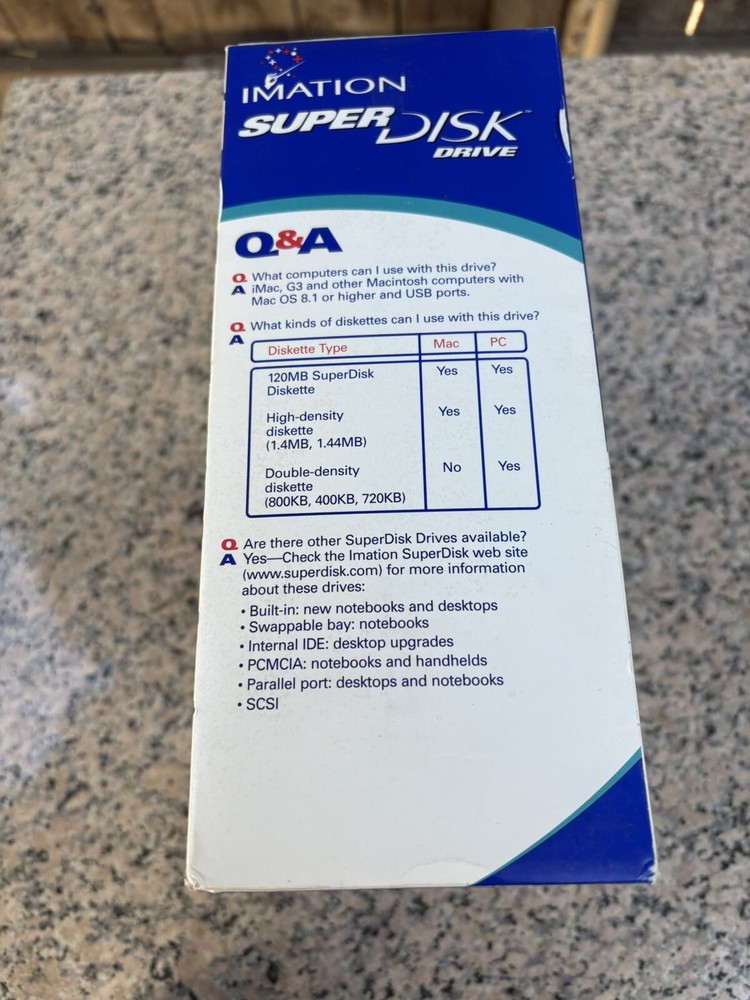 Imation SD-USB-M2 Portable SuperDisk External USB Floppy Disk Drive For Macs NOS