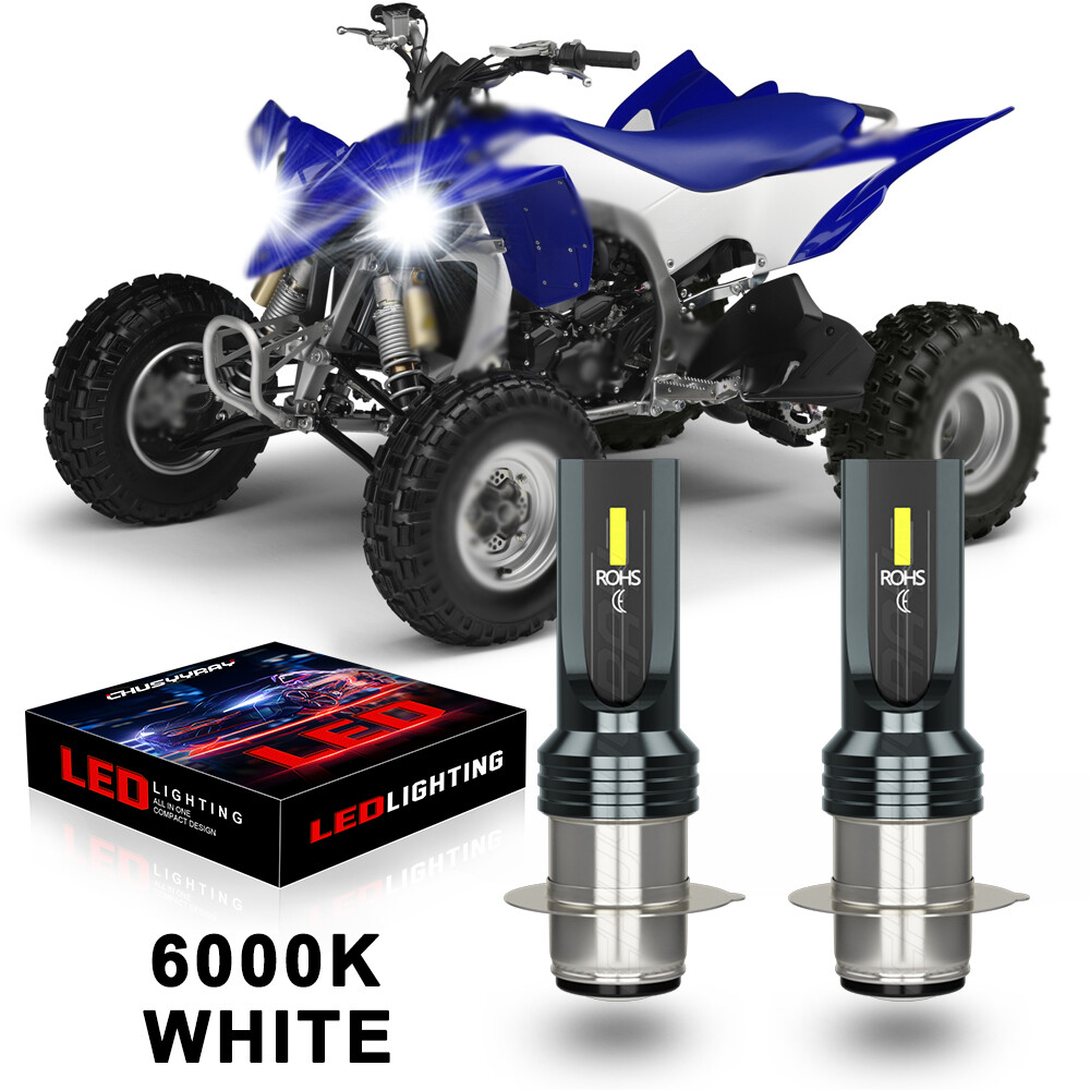For Yamaha YFZ450 YFZ 450 2004-2017 2018 2pcs H6 LED Headlight 6000K White Bulbs