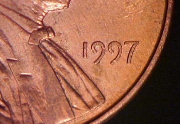 1997-P Lincoln Cent Ch BU - Phantom  "D" Error Collector Coin! -d8490dth