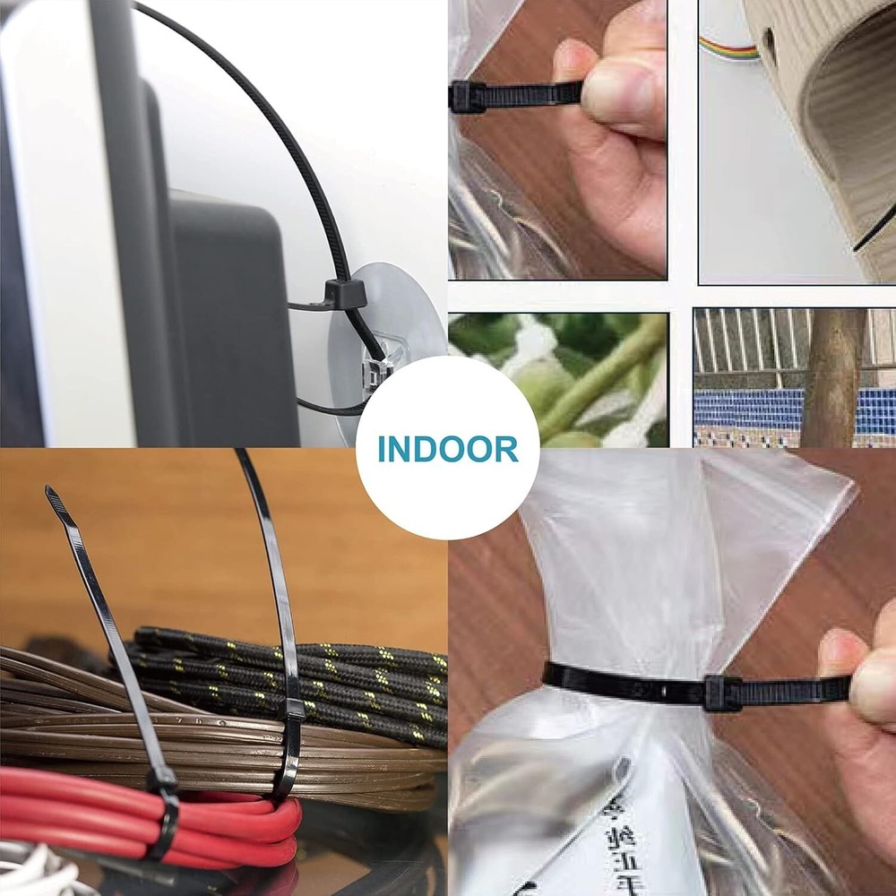 Zip Ties Assorted Sizes(4”+6”+8”+12”), 400 Pack, Black Cable Ties, UV Resistant