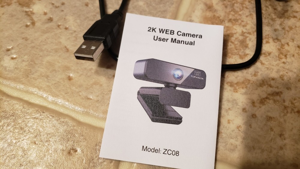 TopVision USB 2k Computer Webcam with Built in Mic, Tripod Stand, Auto-focus