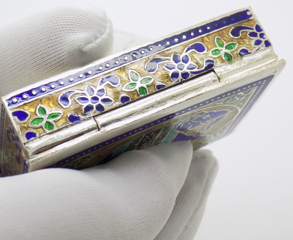 Vintage Handmade Sterling Silver 925 Indian Large Rectangular Pill Snuff Box