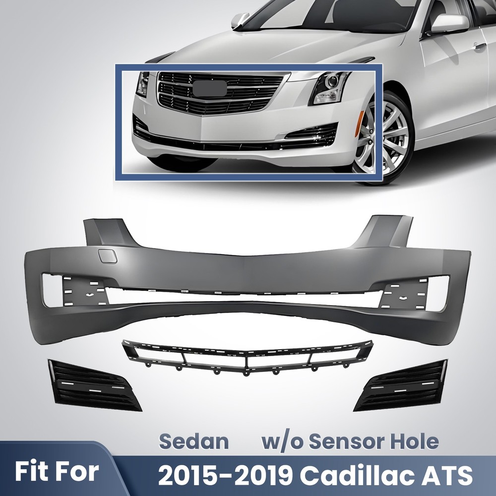 Front Bumper Cover Assembly Grille Kit For 2015 2016 2017 2018 2019 Cadillac ATS