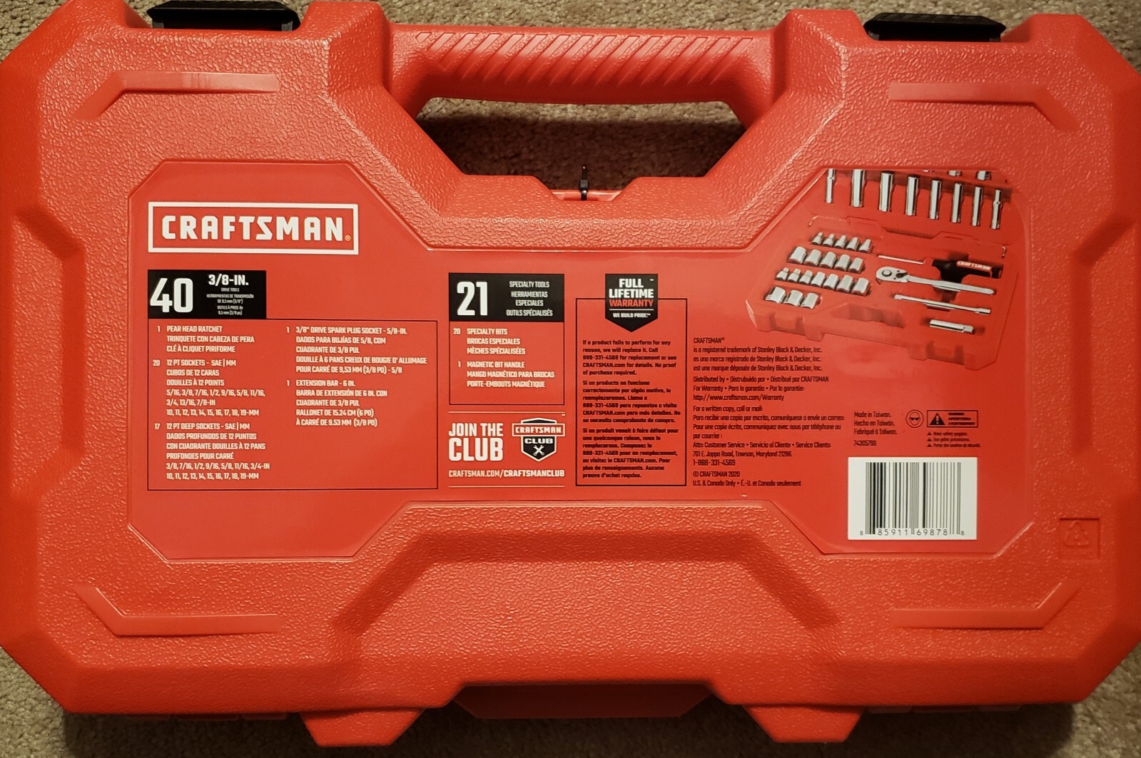Craftsman CMMT45061 Mechanic Tool Set 61pc NEW SAE & Metric - 3/8" Drive