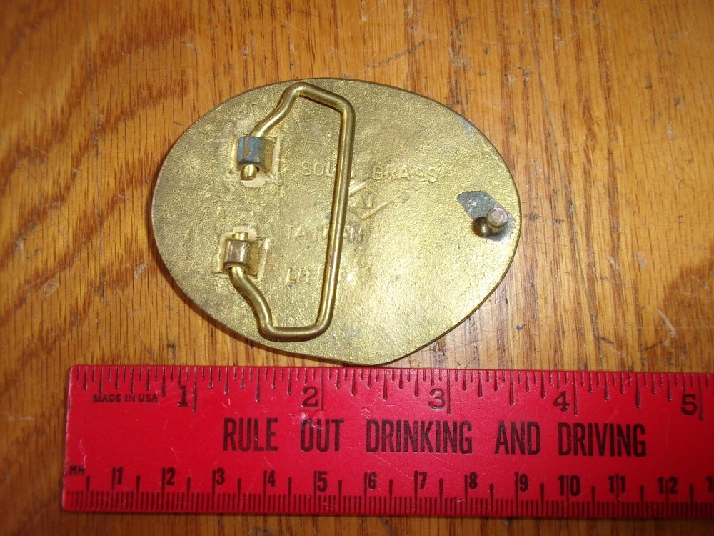 Vintage Letter F Belt Buckle Solid Brass Initial name plate Oval
