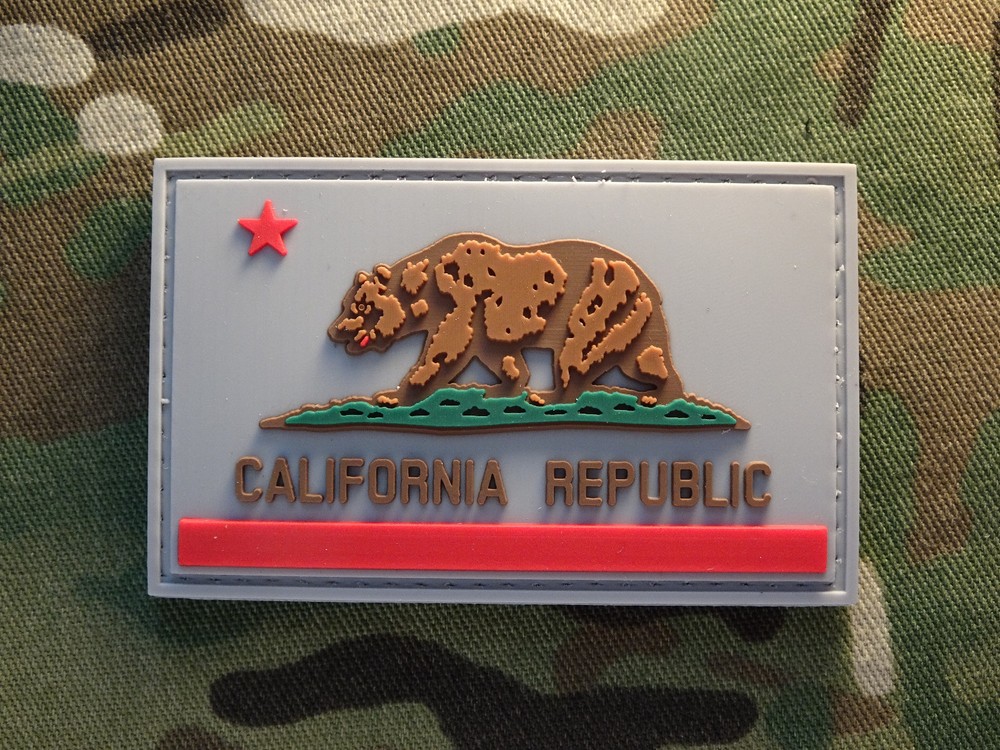 California CA Semisubdued Gray 2x3" PVC Tactical Hook Patch