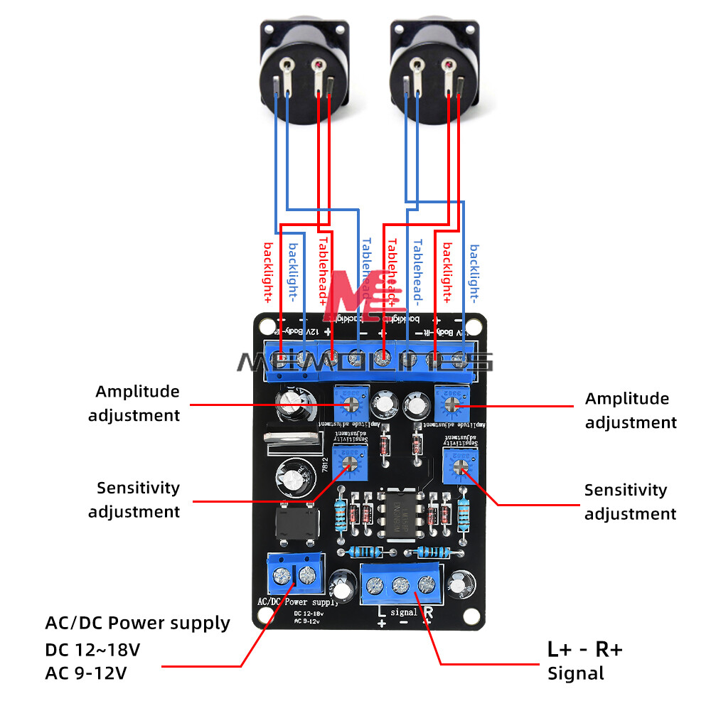 AC9-12V DC12-18V Pre-amplifier VU Level Meter Driver Board DB Level Meter Driver