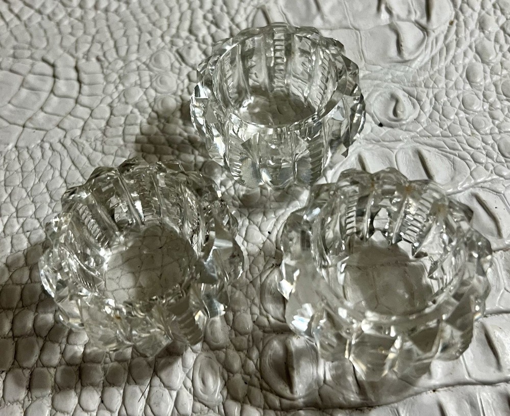 Six Salt Dips 3 Cut Crystal 3 Square American Mold