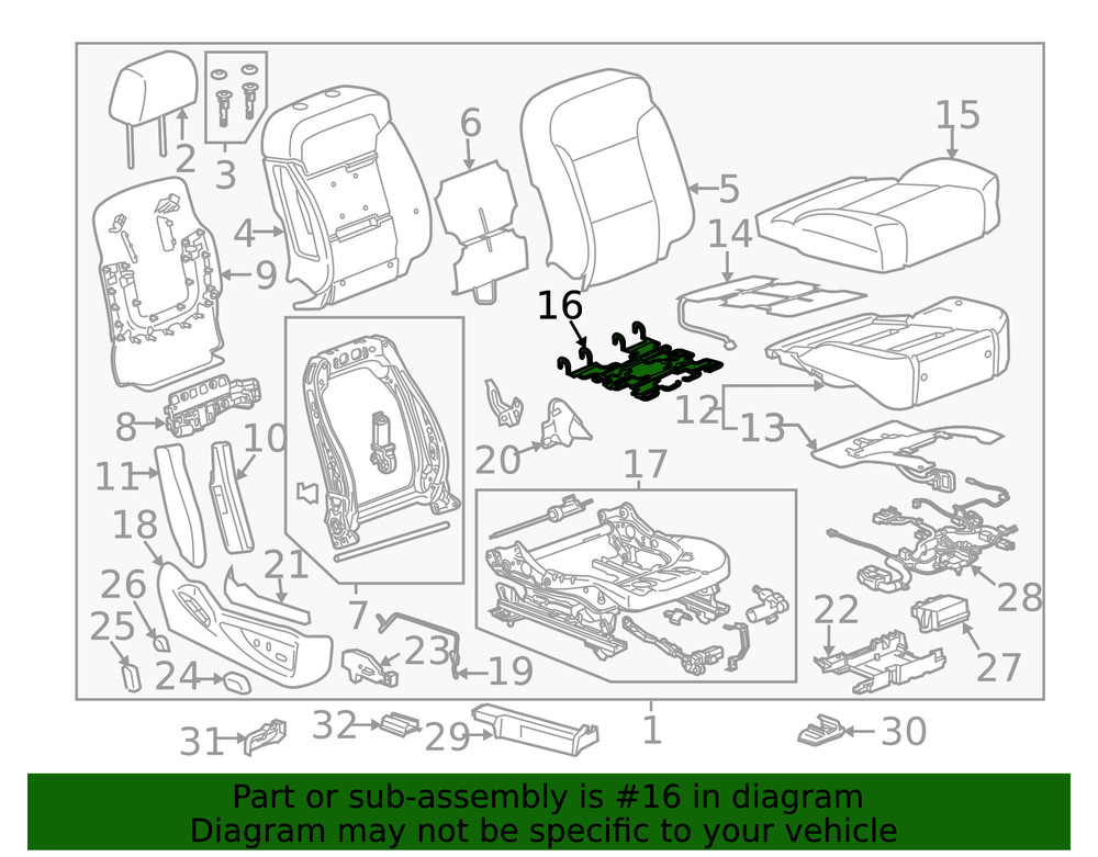 Genuine GM Front Seat Cushion Pad Support Wire Spring 23232084