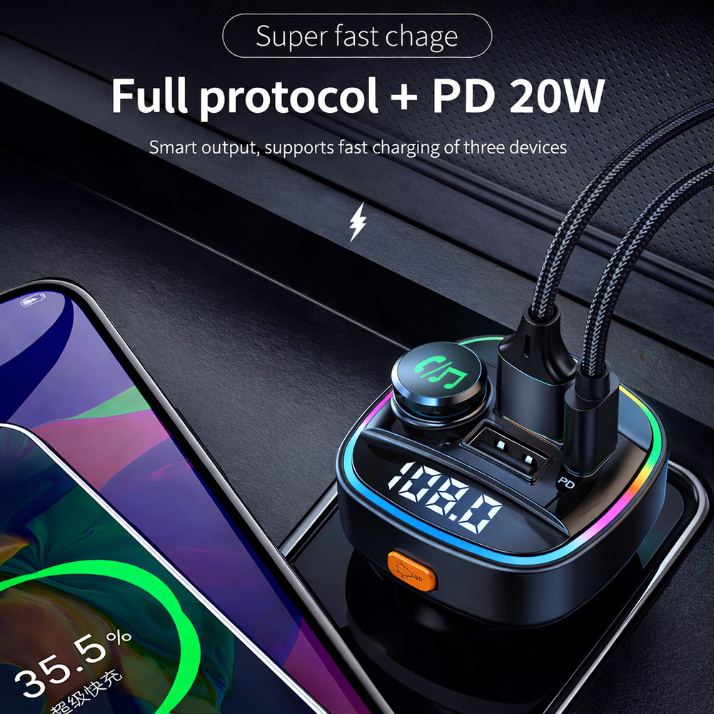 Bluetooth FM Transmitter Car Adapter Hands Free Radio USB Charger AUX Audio