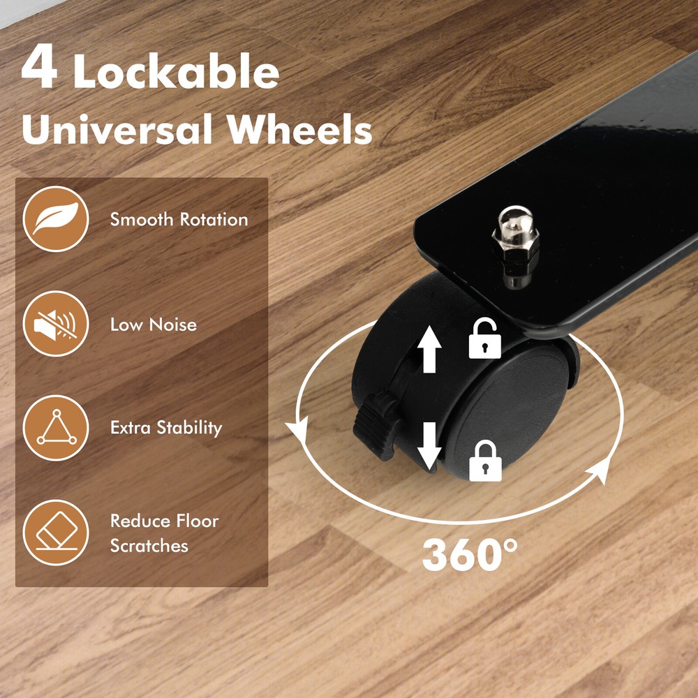 6FT Single Panel Room Divider w/ Wheels Rolling Fabric Partition Privacy Screen