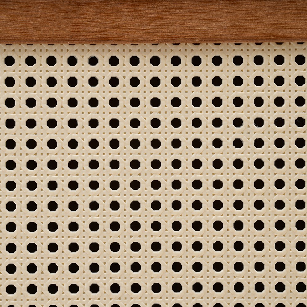 Nightstand With Decor Drawers Rattan Pattern End Table - Bamboo Sofa Side Table