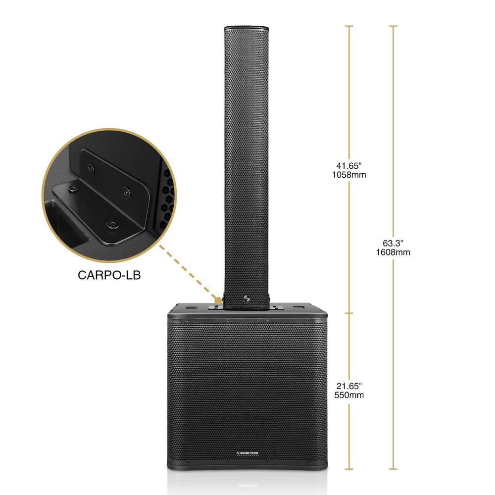 Sound Town Line Array Set, One 18" Sub, One Column Speaker Black (PS-18SP12B1.1)