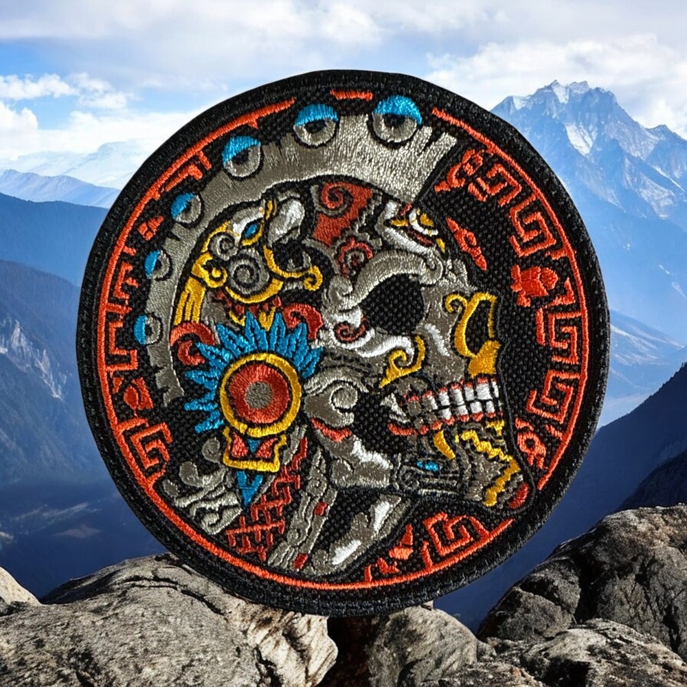 Aztec Skull Embroidery Patch 4.07" X 4.07"