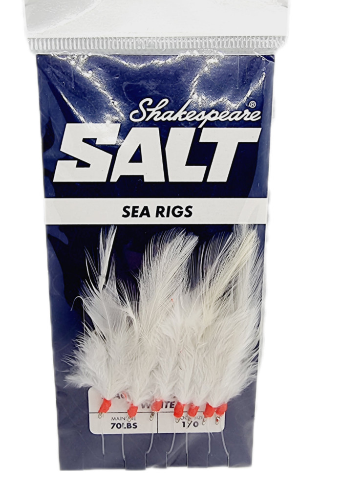 Shakespeare 7 Hook Mackerel Feather Rig - WHITE