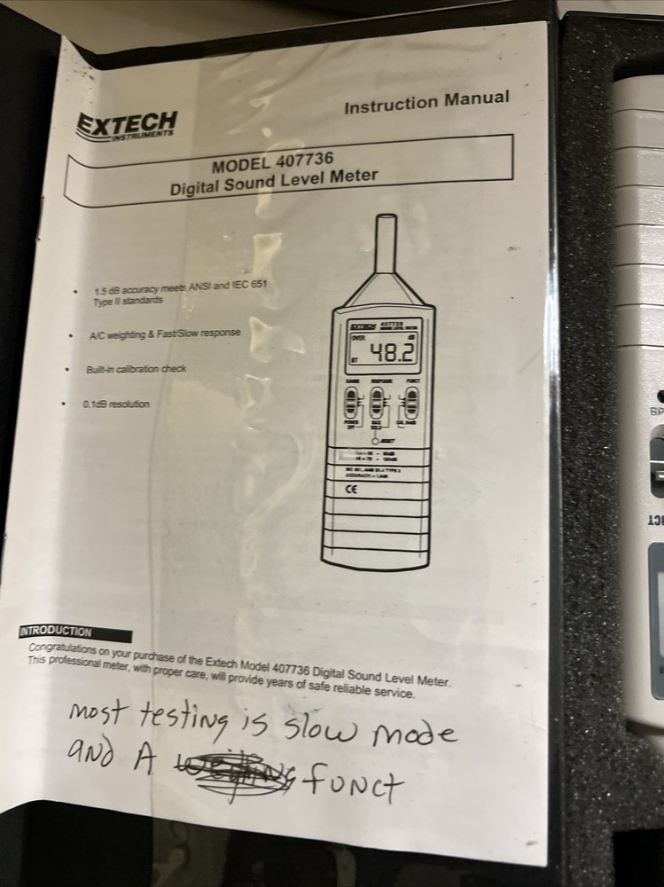 Extech Model 407736 Digital Sound Level Meter