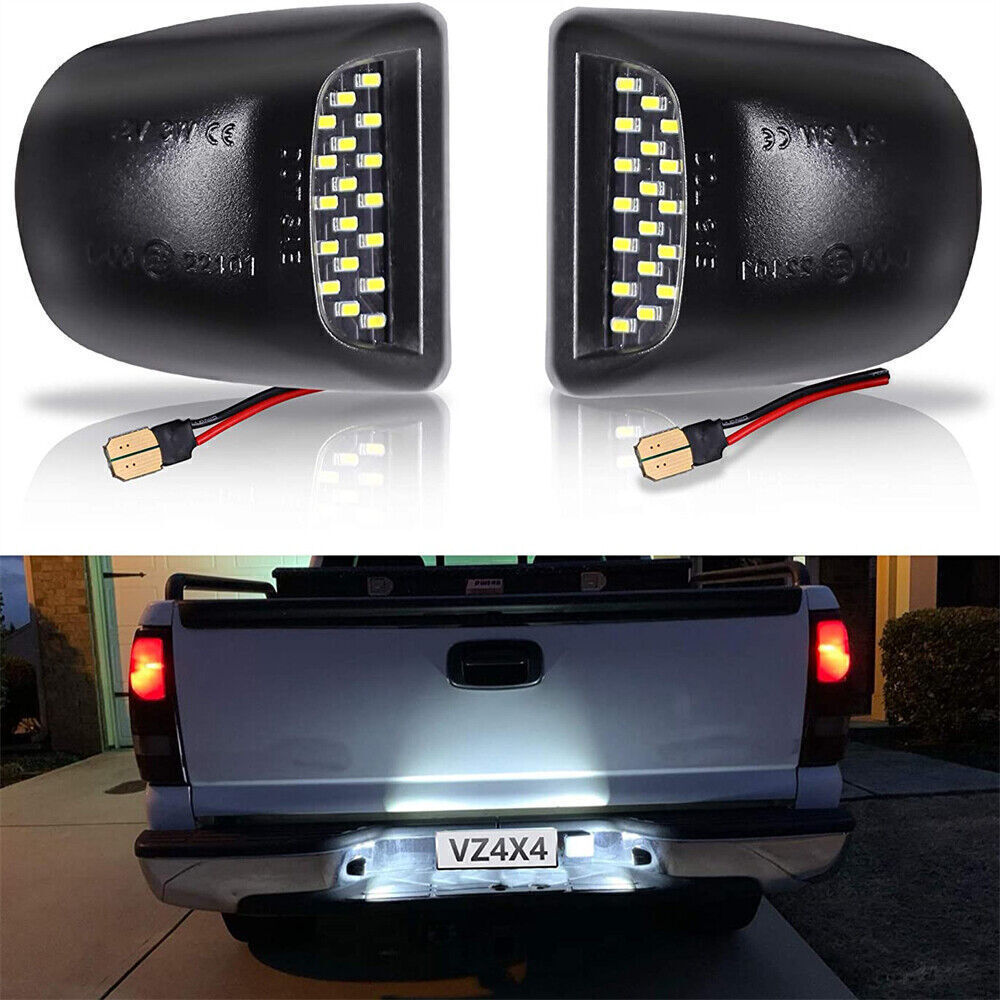 2 Pcs LED License Plate Light Assembly For Chevy Silverado GMC Sierra Cadillac