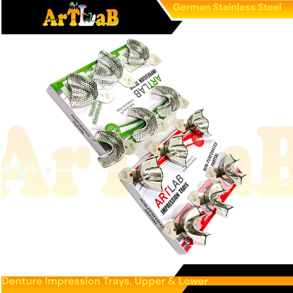 Denture Impression Trays Upper & Lower, Perforated, Non-Perforated, Stainless