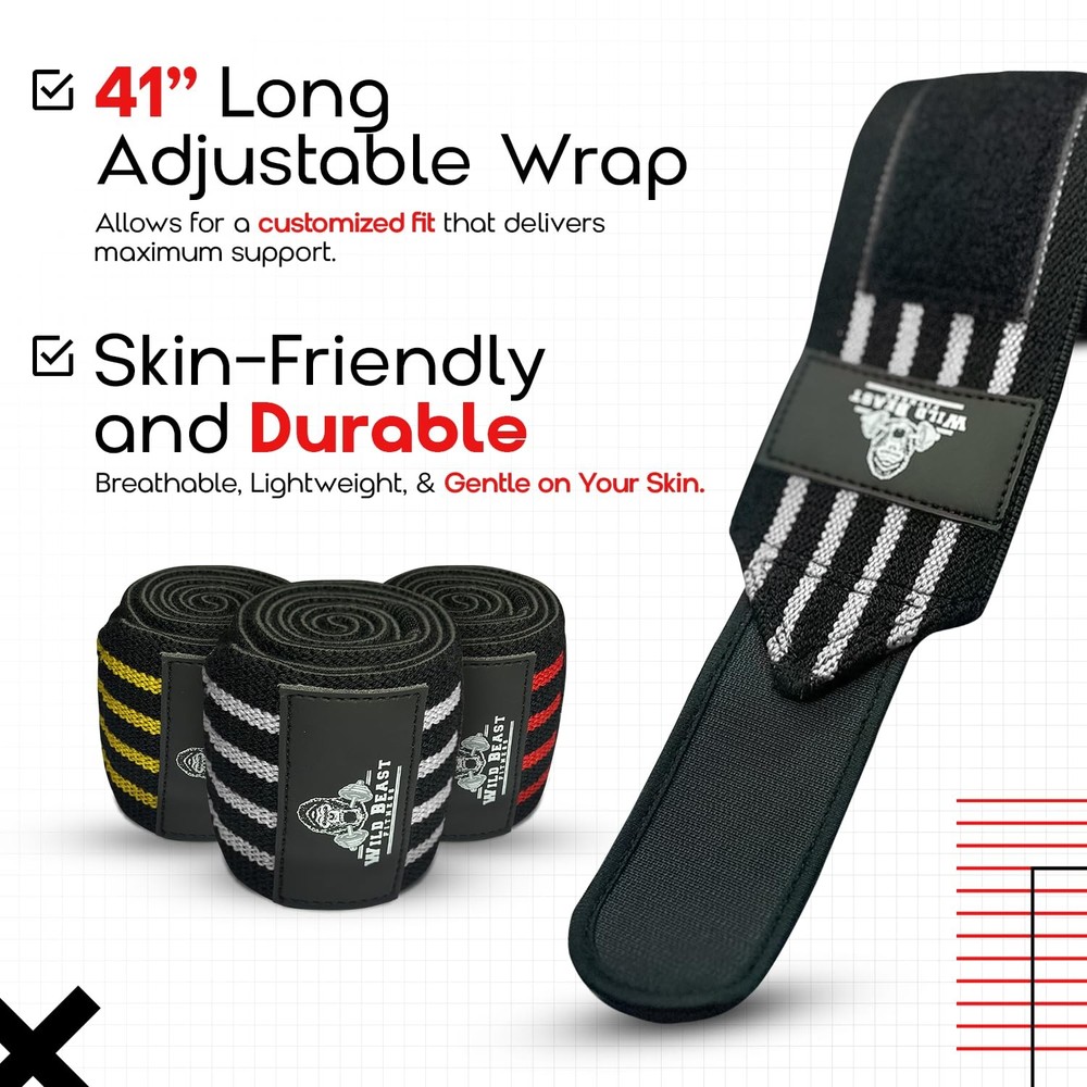 Elbow Wraps for Weightlifting (Pair), Stretchable & Breathable 41" Elbow Comp...