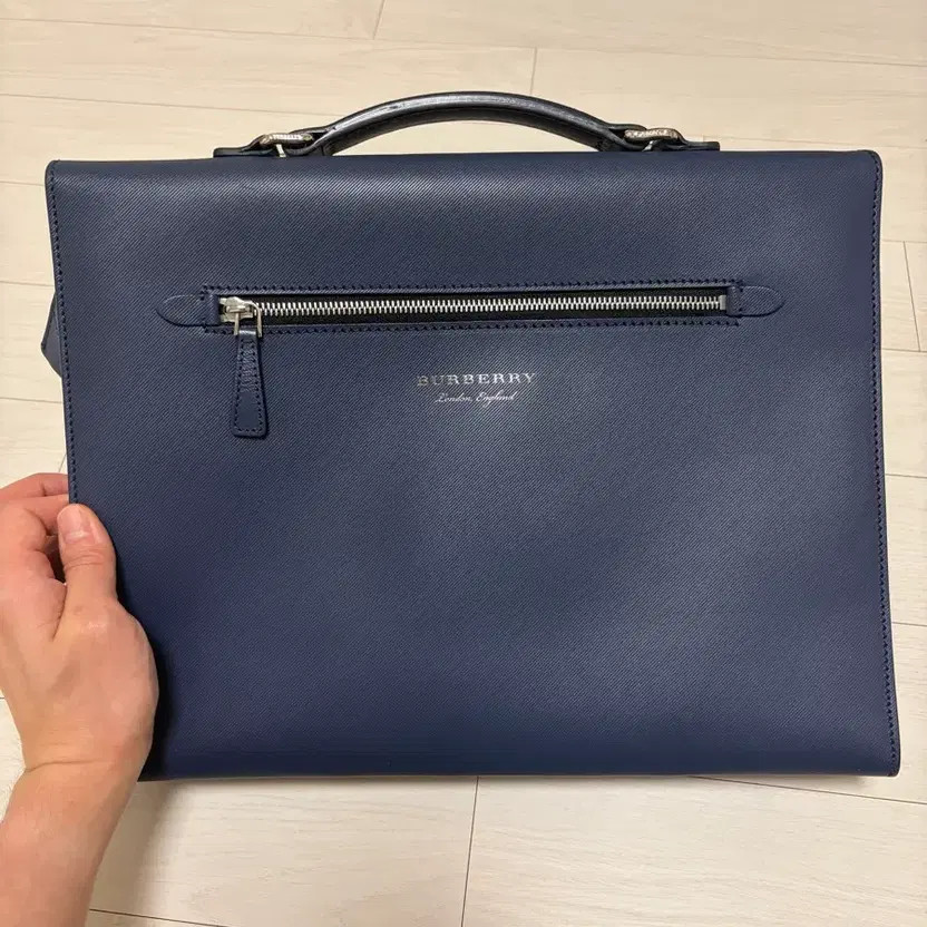 Burberry Leather Briefcase Blue Official