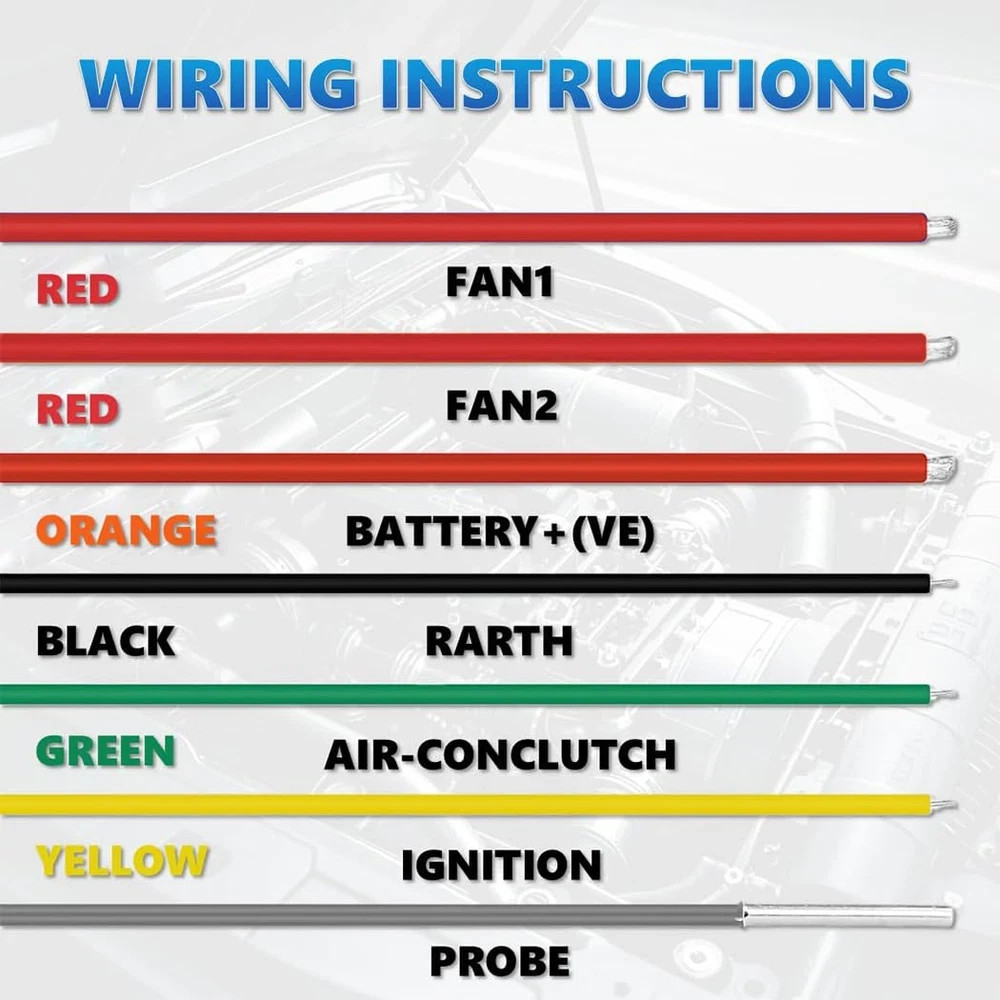 Digital Electric Radiator Fan Controller Kit with Adjustable Temp Range