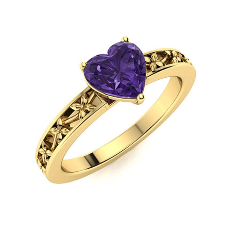 925 Silver Amethyst Gemstone Statement Solitaire Prong Unique Ring Jewelry