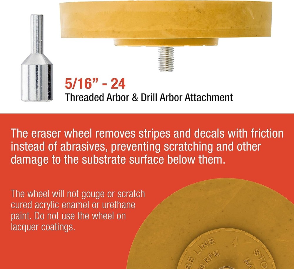 Rubber Eraser Wheel with Drill Adapter Decal Remover Tool