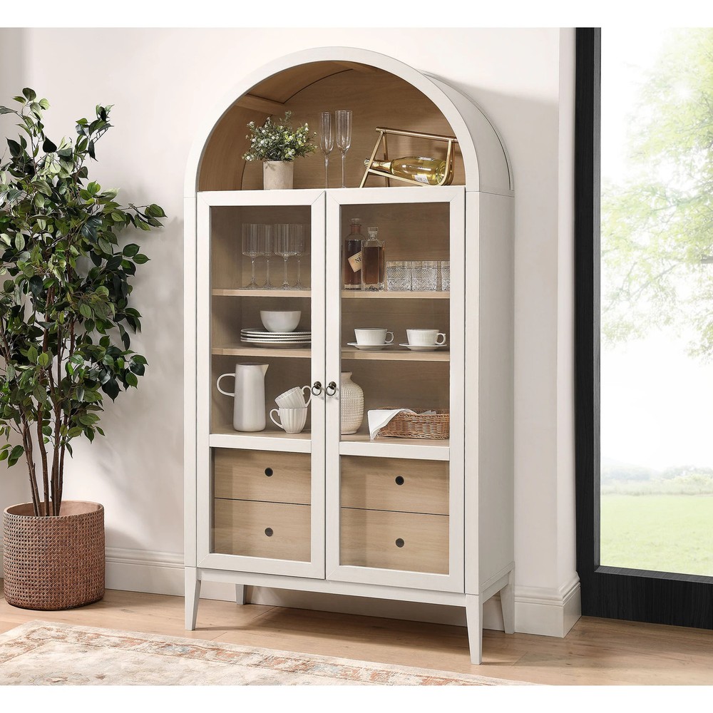 Nolan 74" Tall Arched Storage Display Cabinet