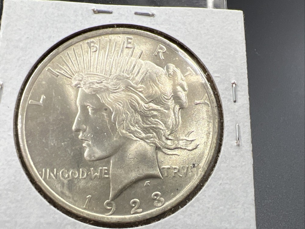1923 P $1 Peace Silver Dollar Coin Reverse Lamination Error CH BU