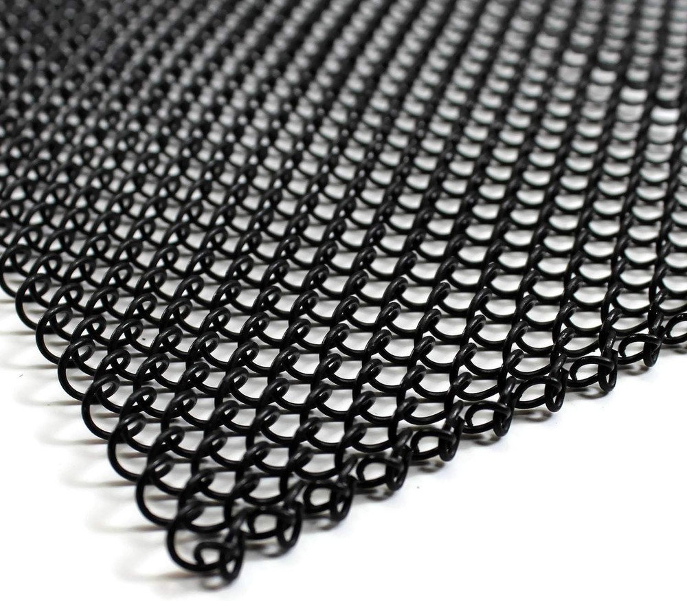 Sleek Black Fireplace Screen Curtain 16" High - 2 Includes Protective Panels