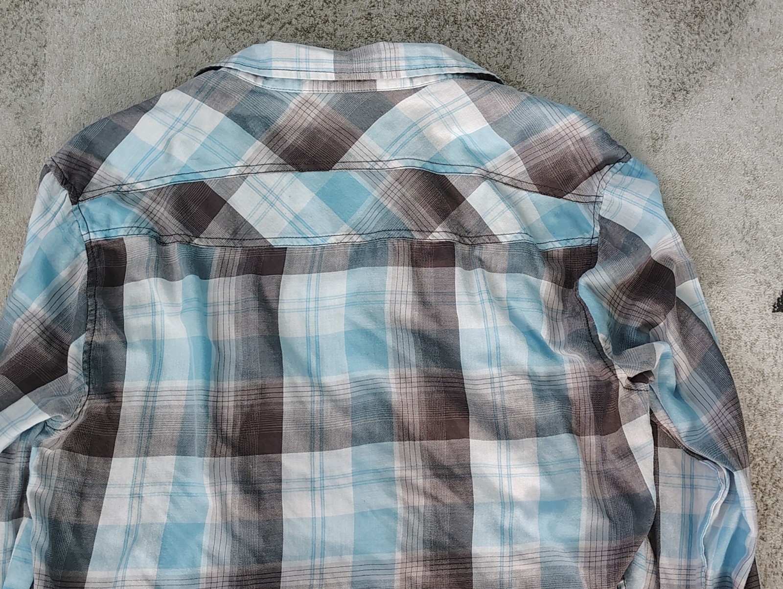 BKE Cowboy Rodeo Pearl Snap Men's Plaid Shirt Blue Gray XL