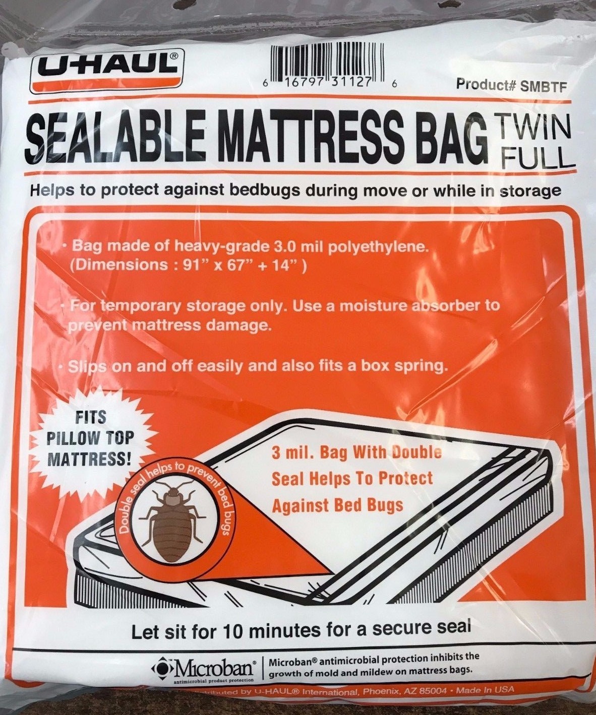 NEW PROTECTIVE Twin / Full Size SEALABLE Mattress Bag Fits Pillow Top As Well