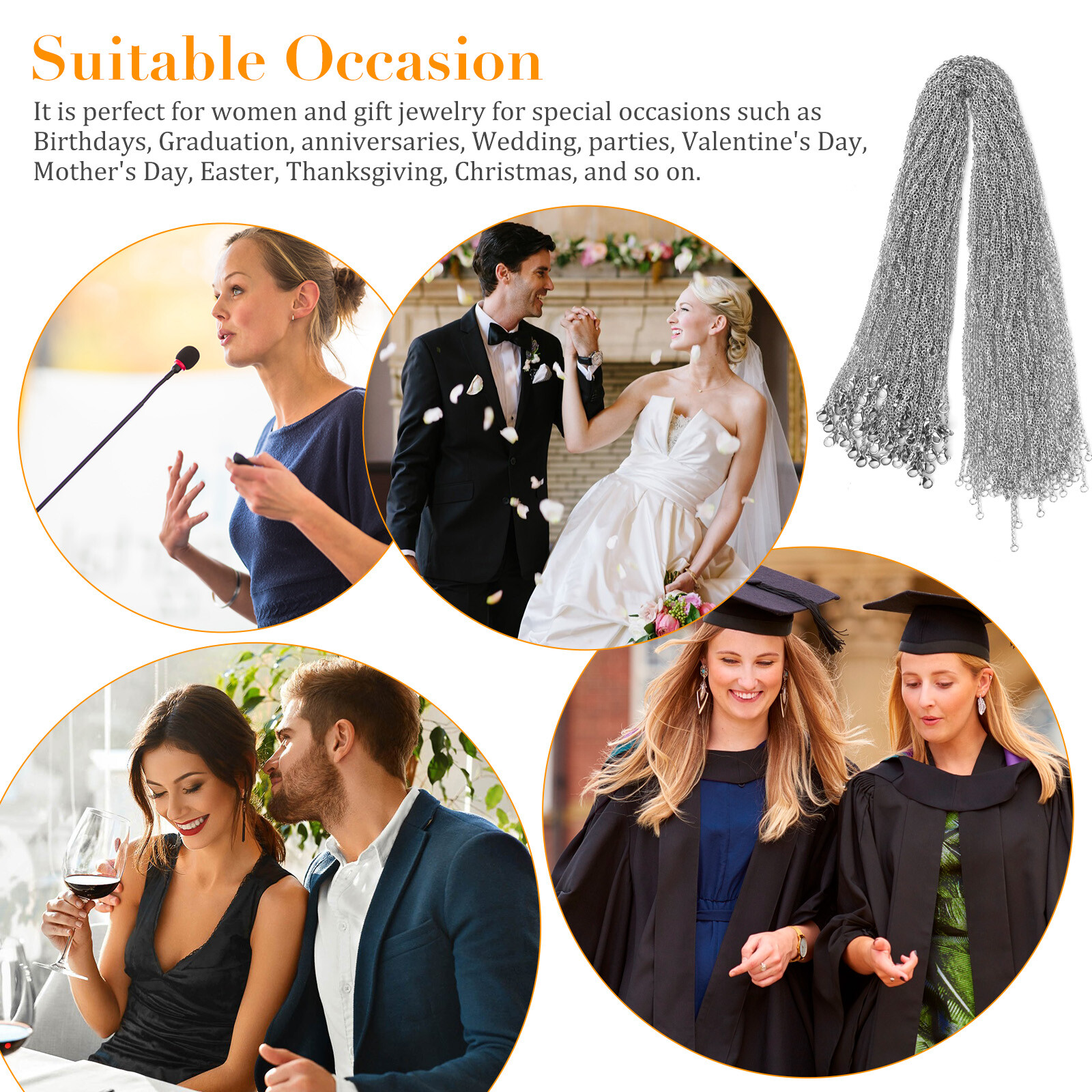 50Pcs Stainless Steel Silver Tone Chain Necklace Bracelet for DIY Jewelry Making