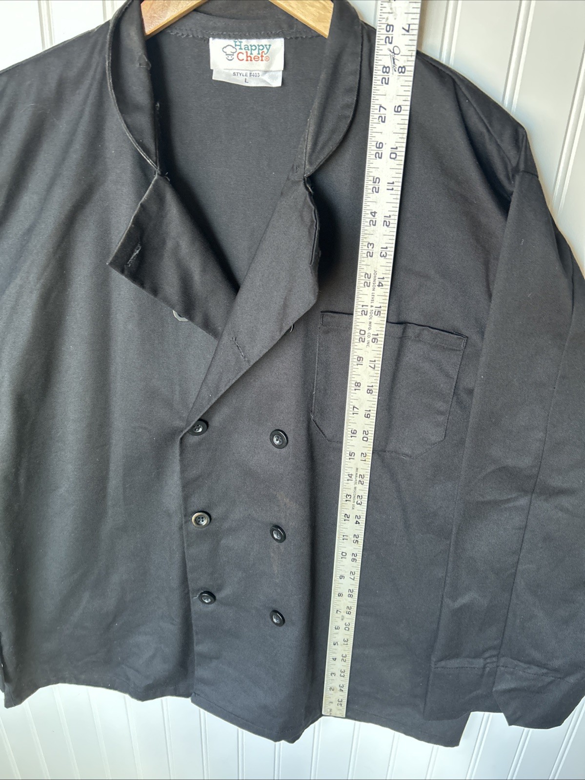 Happy Chef Men's Chef Coat Black Button-Down Long Sleeve L