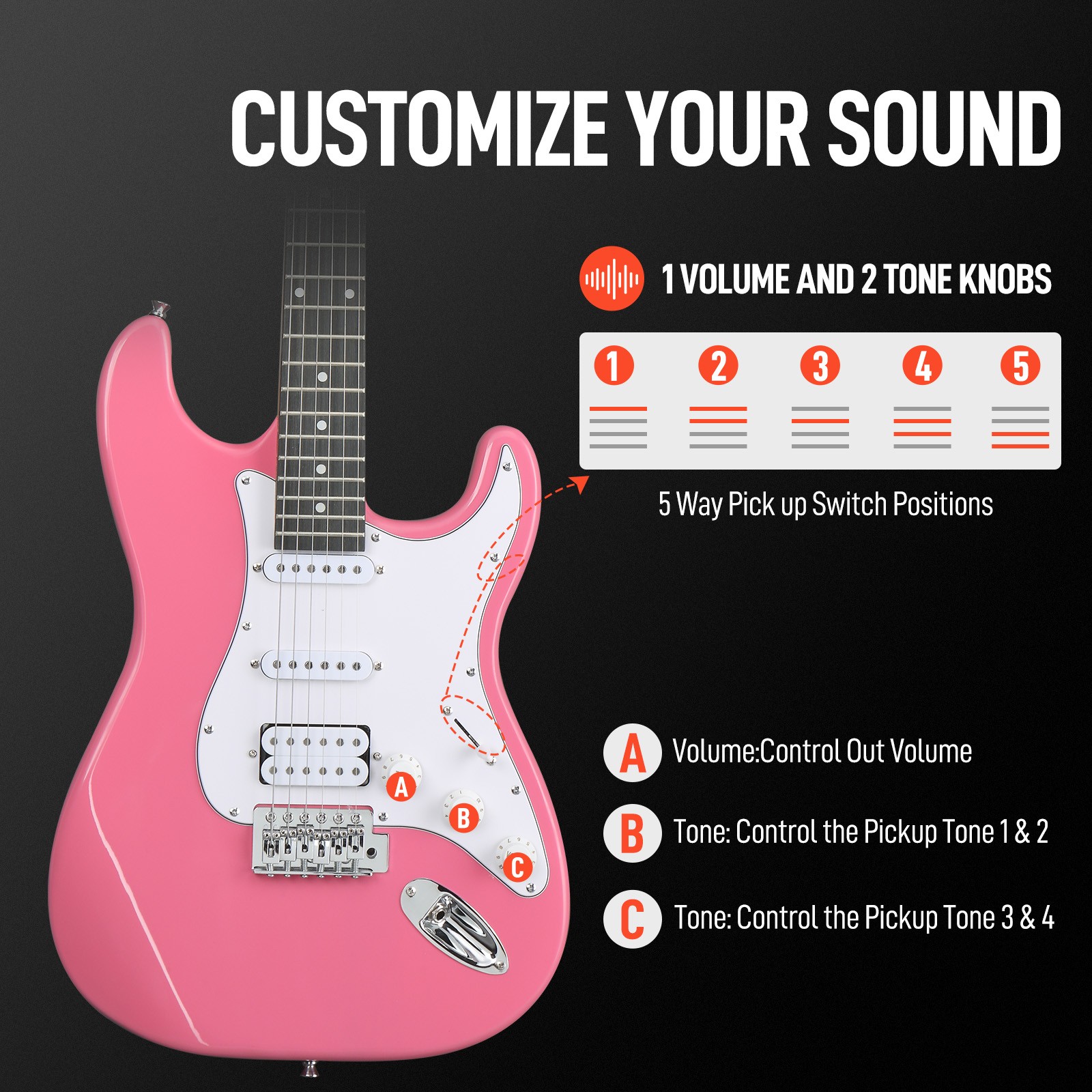 Ktaxon GST Electric Guitar Kit for Beginner with 5W AMP for Student Gift