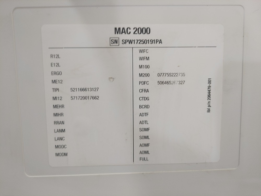 GE MAC 2000 Resting ECG System