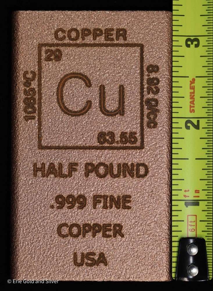 1/2 Pound lb Copper Rectangle Ingot Element Design