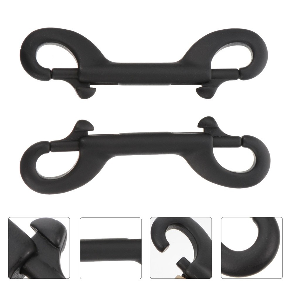 2 Pcs Double Clip Double-headed Hook Diving Ended Bolt Snap Hooks