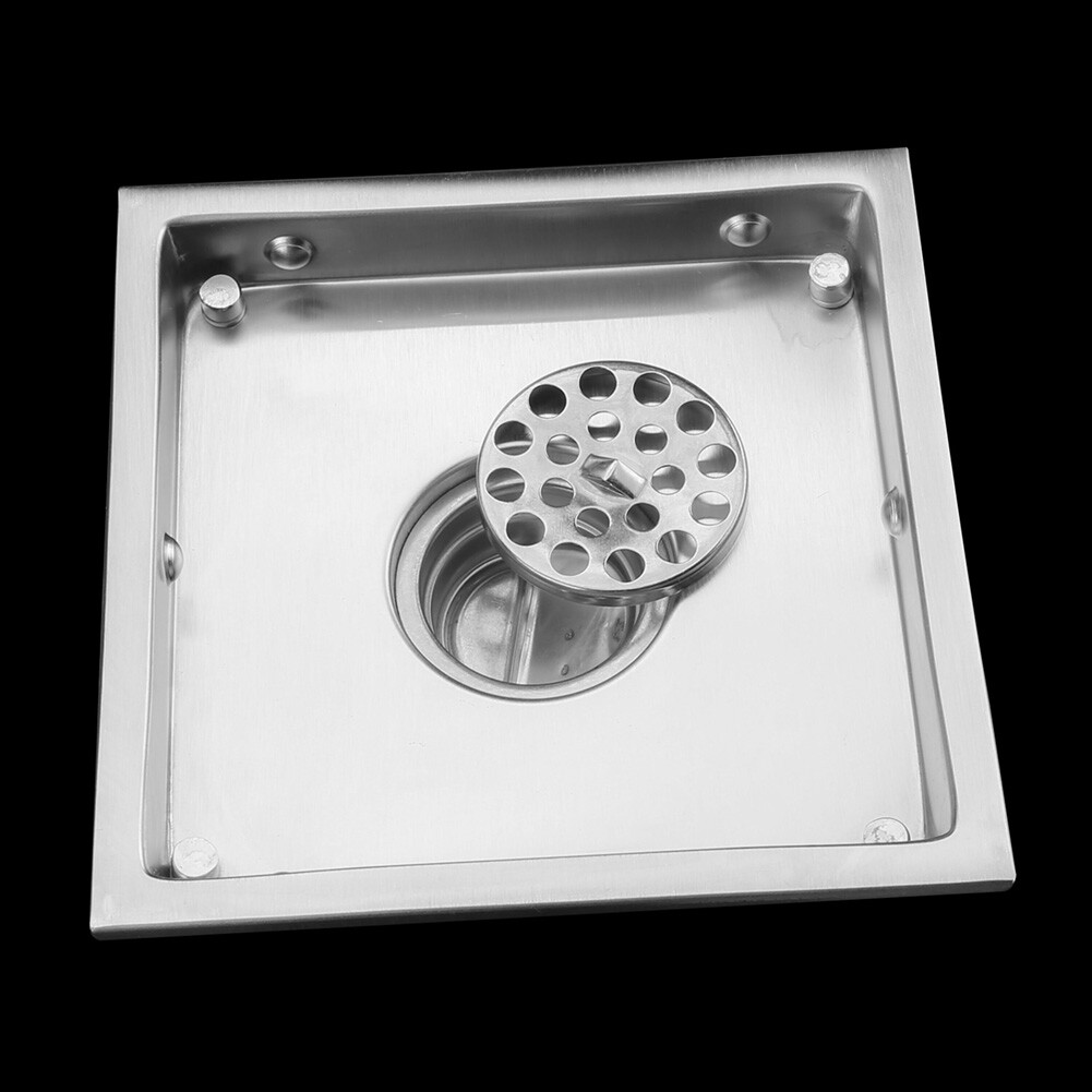 Square Shower Floor Drain 6-Inch Tiled Insert Grate Strainer