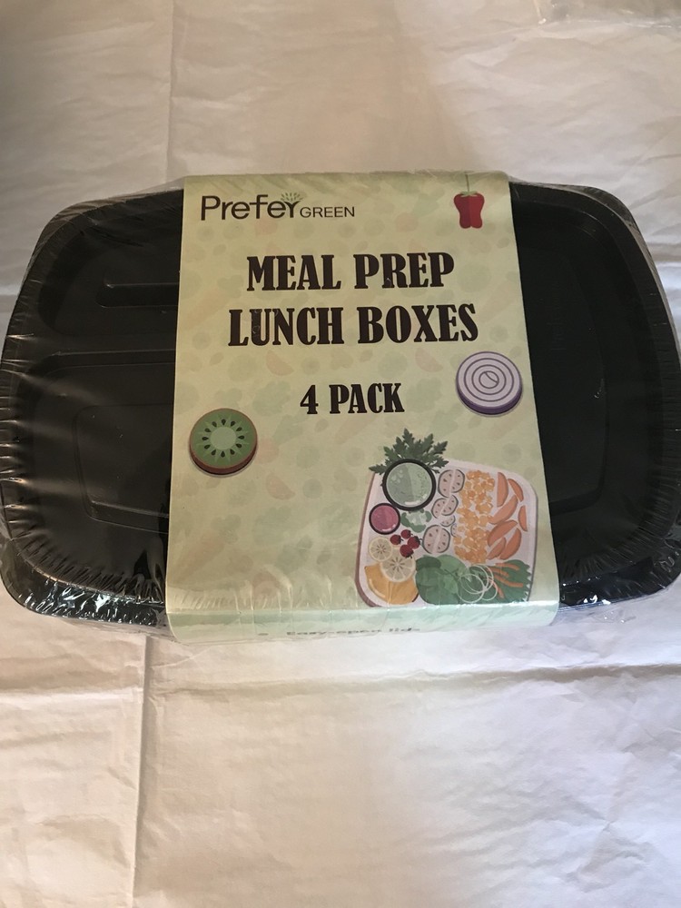 Prefey Green Meal Prep Lunch Boxes 4 Pack Black