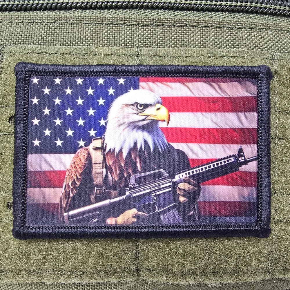 Bald Eagle AR-15 Morale Patch Tactical Military Army USA Flag Hook & Loop 3x2
