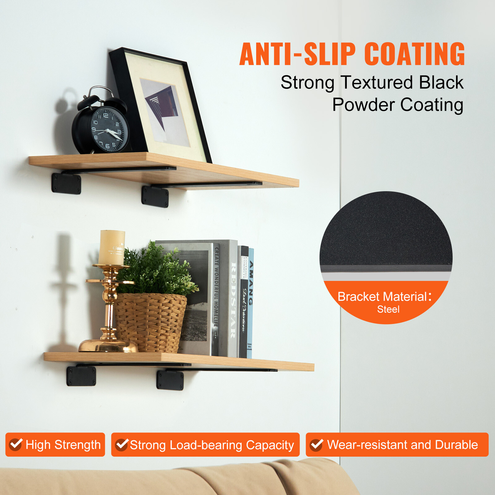 VEVOR 6 Pcs Shelf Bracket 10 inch Heavy Duty Floating Shelf Brackets