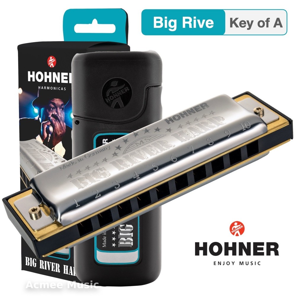 Hohner Big River Harp Diatonic Harmonica - Key of A with Case