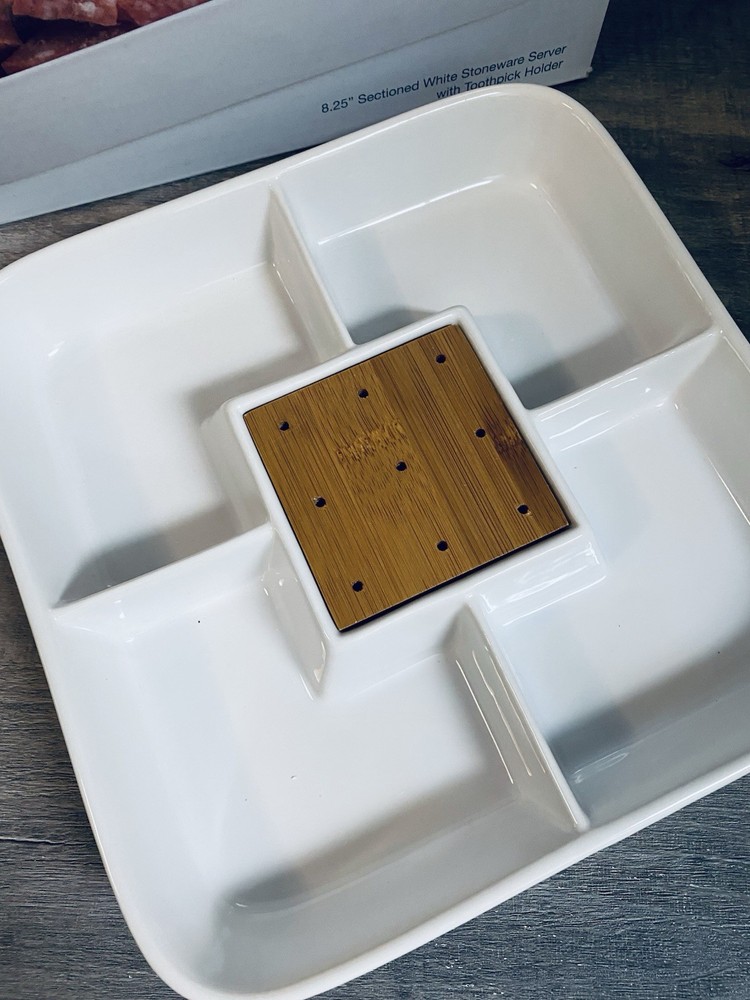 White Essentials Sectioned White Stoneware Server Serving Essential