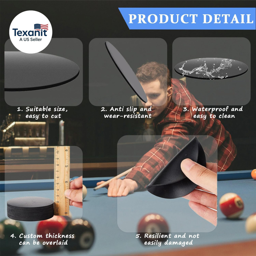 Billiard Pool Table Leg Shims, 3" Diameter Rubber Pool Table Leveling Kit Shims