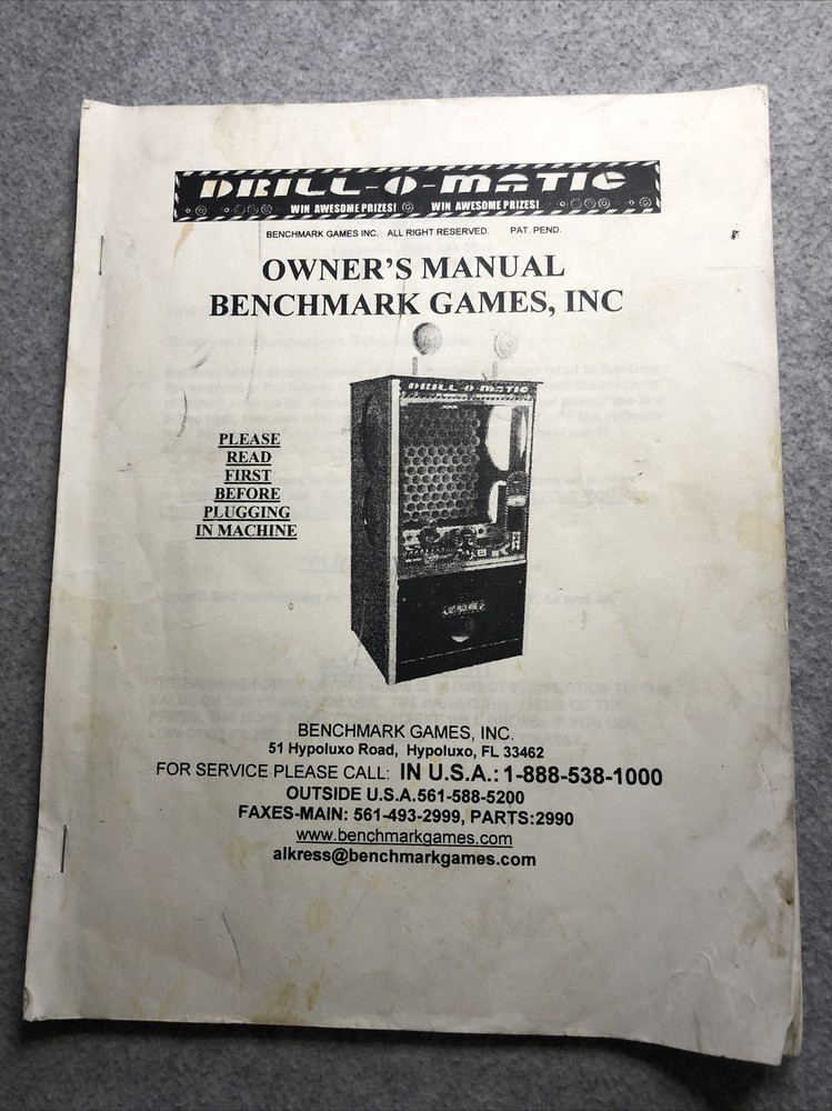 ***** Drill O Matic Arcade Game Manual Service Guide Coin-op *****