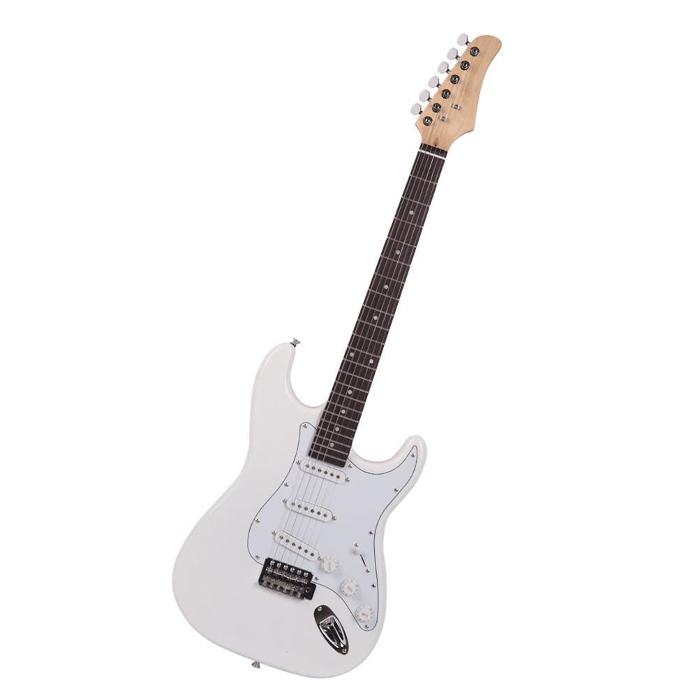 Solid Body Full-Size 39 Inch Electric Guitar Beginner Starter Bag Cable White