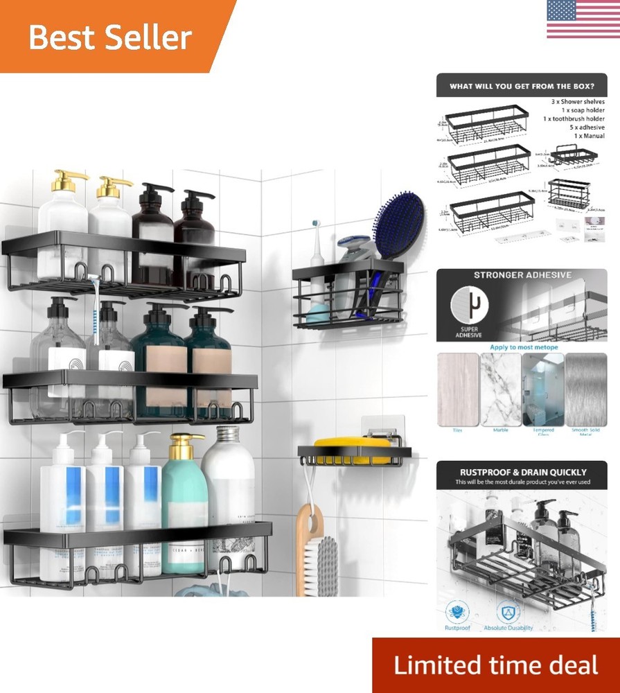 5 Pack Rust-Proof Shower Caddy Organizer – Elegant & Efficient Storage Solution