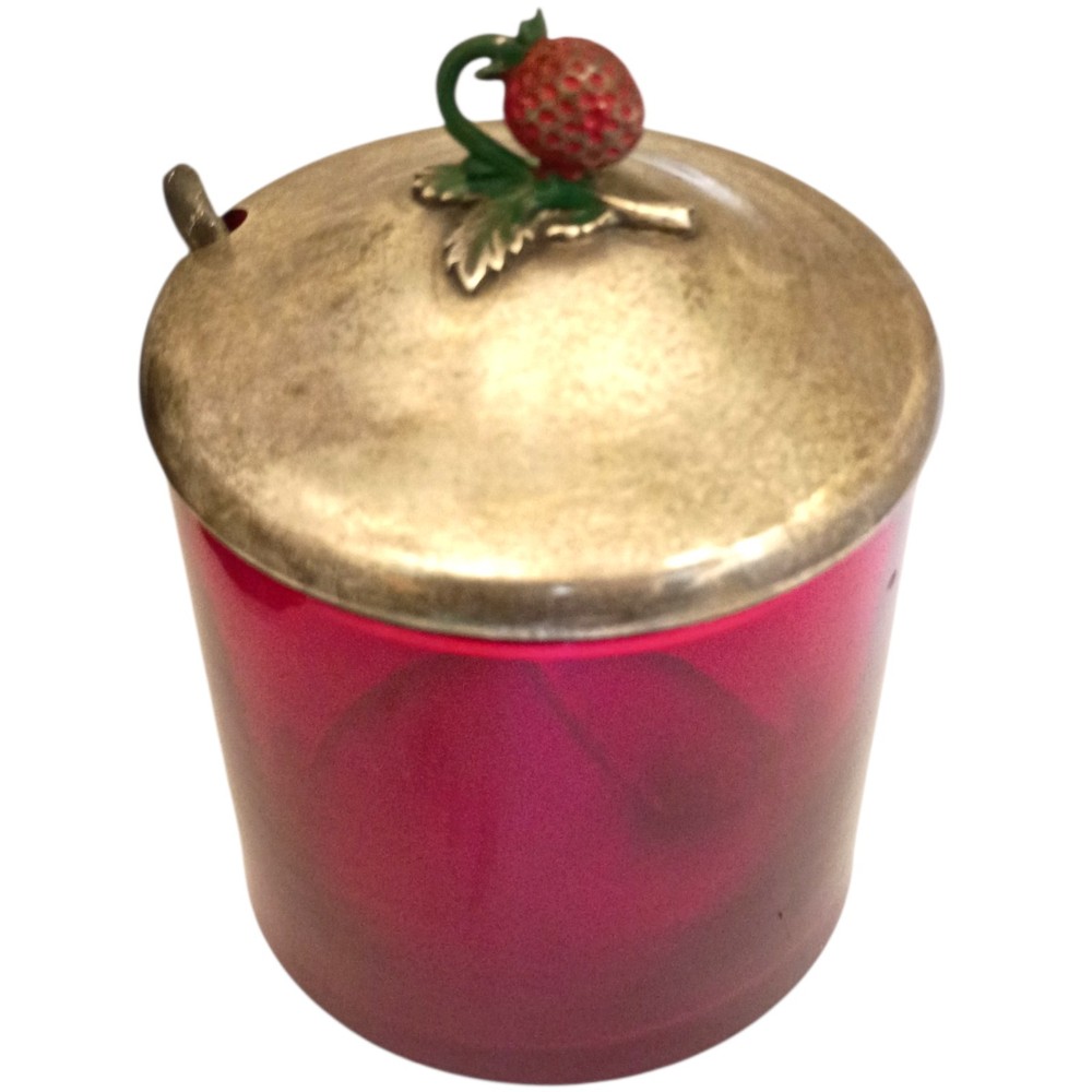 1930s R Blackinton Co Sterling Silver Lid and Ruby Red Glass Condiments